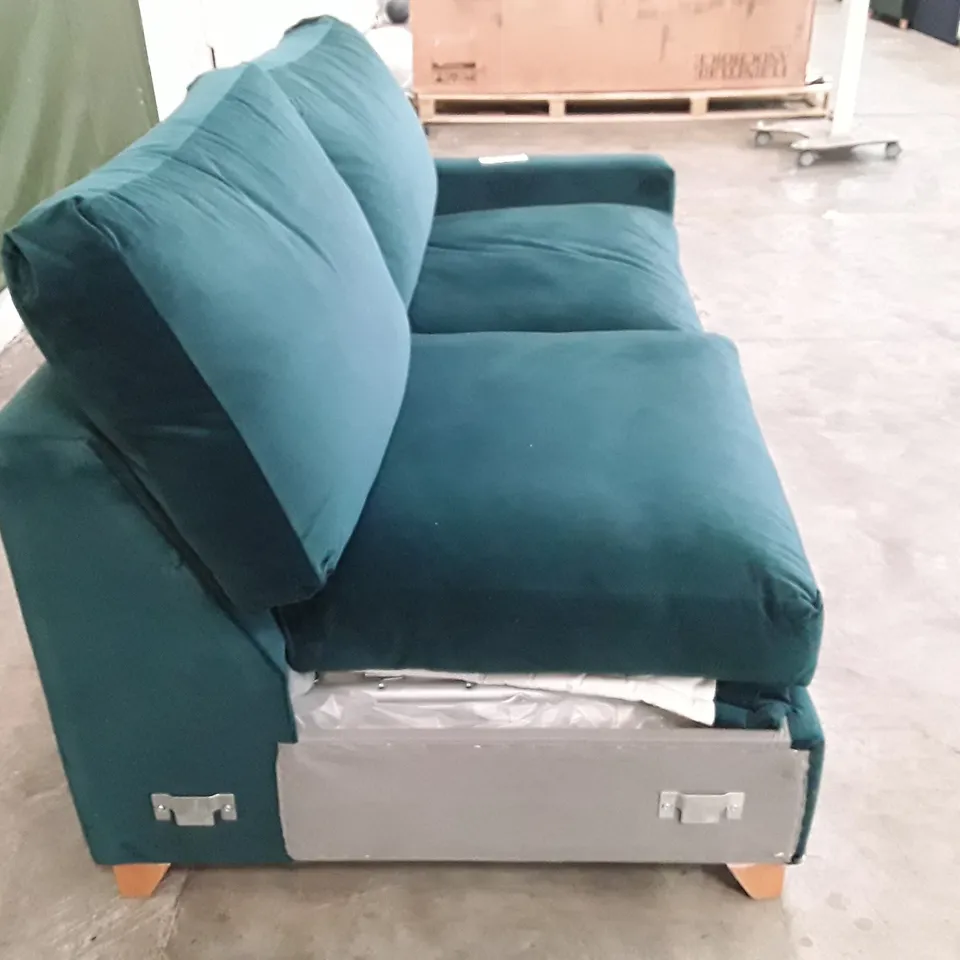 QUALITY DESIGNER ASHWELL RHF CHAISE STORAGE SOFA BED - EMERALD FABRIC 