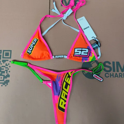SUPER WOMEN'S NEON BIKINI SET β TRIANGLE TOP & THONG BOTTOM SIZE SMALL