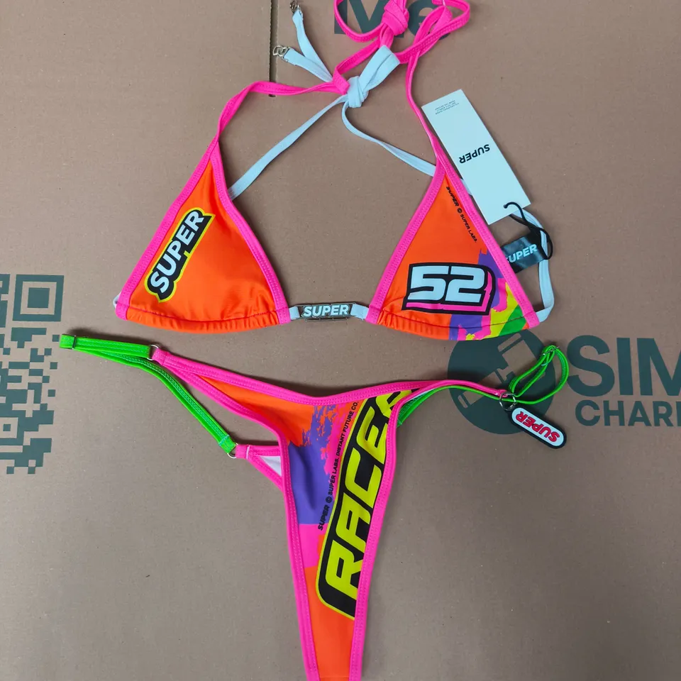 SUPER WOMEN'S NEON BIKINI SET – TRIANGLE TOP & THONG BOTTOM SIZE SMALL