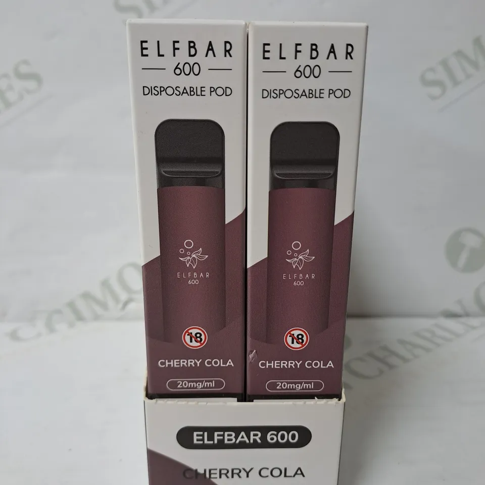 BOX OF 10 ELF BAR 600 DISPOSABLE POD CHERRY COLA