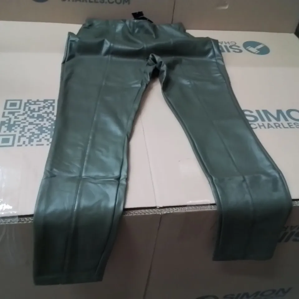 BOXED BRAND NEW APPROXIMATELY 23 JD WILLIAMS PU LEGGINGS DARK OLIVE SIZE 12