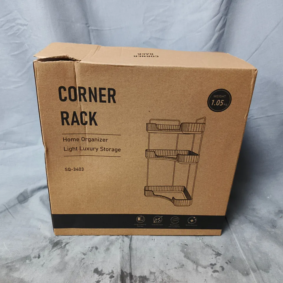 CORNER RACK – 3-TIER HOME ORGANIZER SHELF UNIT (SQ-3403) – BOXED