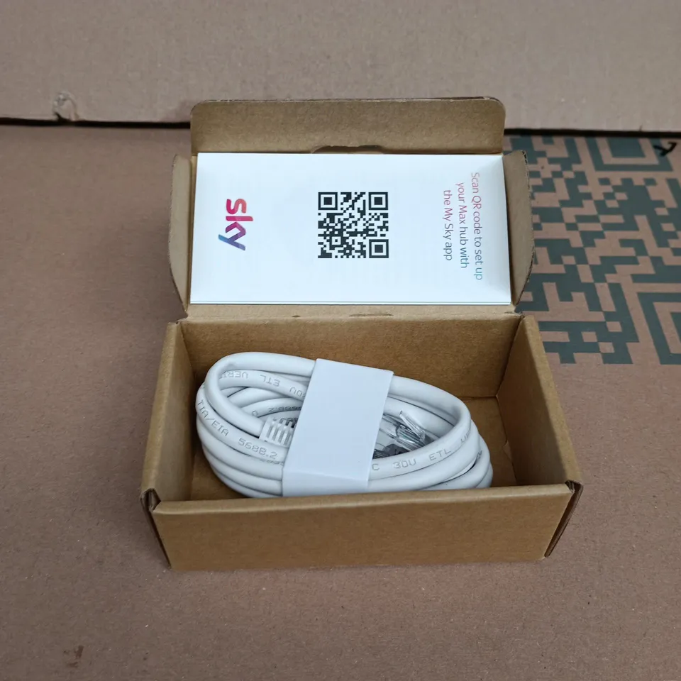 TOTE OF APPROXIMATELY 10 ASSORTED ITEMS INCLUDING TALK TALK WIFI ROUTER KIT, SKY ETHERNET CABLE AND WIRE 