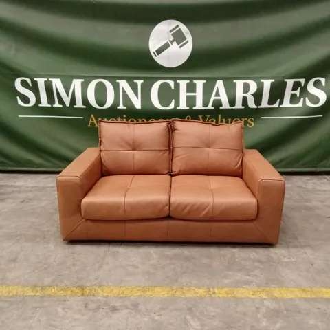 TRIBECA ITALIAN LEATHER 2 SEATER SOFA - TAN