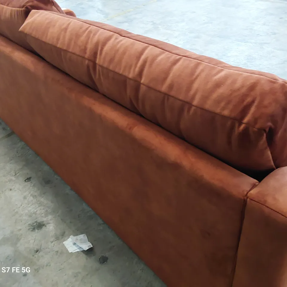 DESIGNER FOUR SEATER METAL ACTION SOFABED COPPER PLUSH FABRIC 
