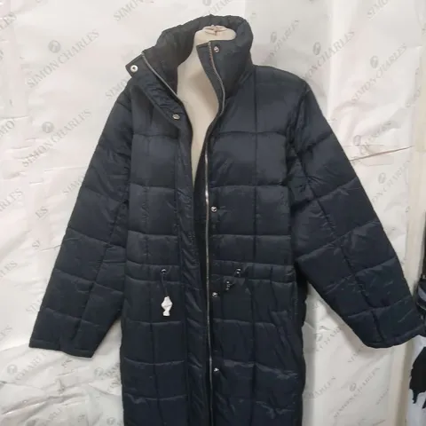 V BY VERY PADDED COAT WITH WAIST DETAIL - NAVY - SIZE 18