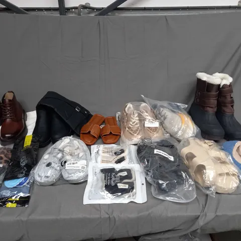 BOX OF ASSORTED UNBOXED SHOES TO INCLUDE TRAINERS, BOOTS, AND SLIPPERS ETC.