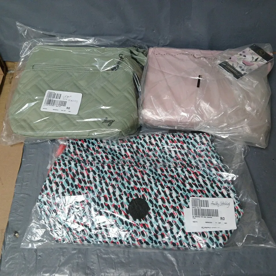 APPROXIMATELY 10 BAGGED BAGS IN VARIOUS STYLES TO INCLUDE KIPLING AND ASHWOOD 