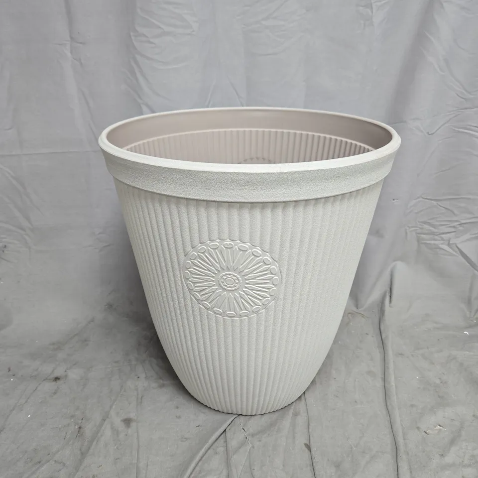 YOU GARDEN SOMERVILLE TALL PLANTER - PEBBLE WHITE (16")