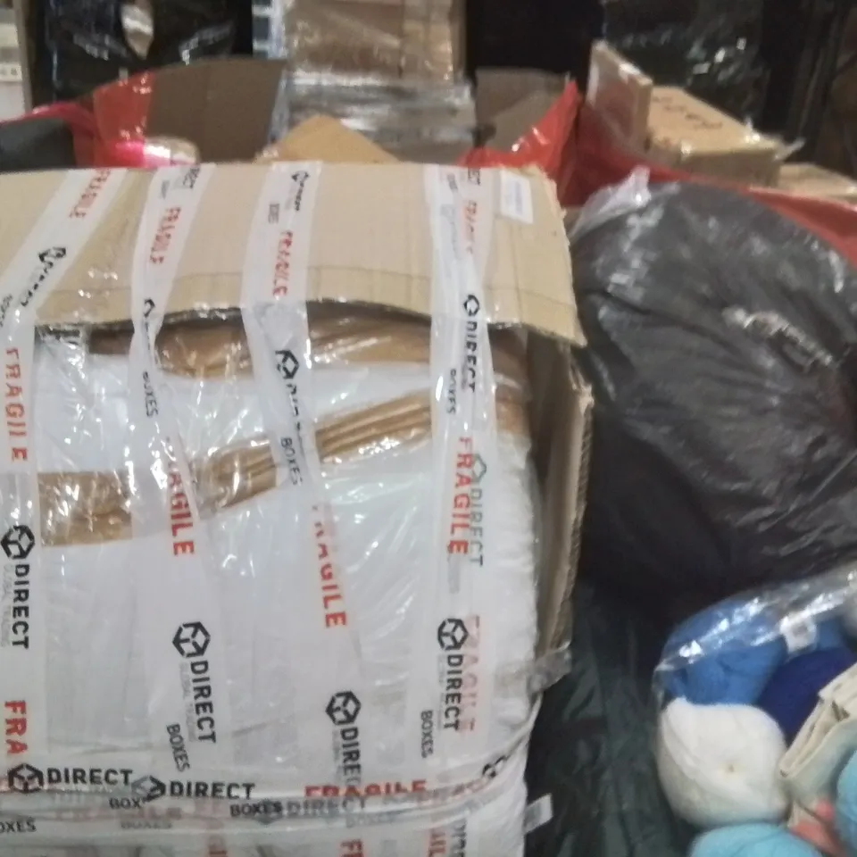 PALLET OF ASSORTED HOUSEHOLD GOODS AND PRODUCTS TO INCLUDE;CEILING FAN WITH LIGHT,POPUP TENT,RETRACTABLE SAFETY GATE