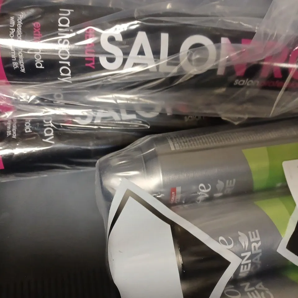 BOX OF APPROX 10 ASSORTED AEROSOLS TO INCLUDE PRIVE PERFUMED SPRAY, LYNX BODY SPRAY, SALON PRO HAIR SPRAY, ETC 