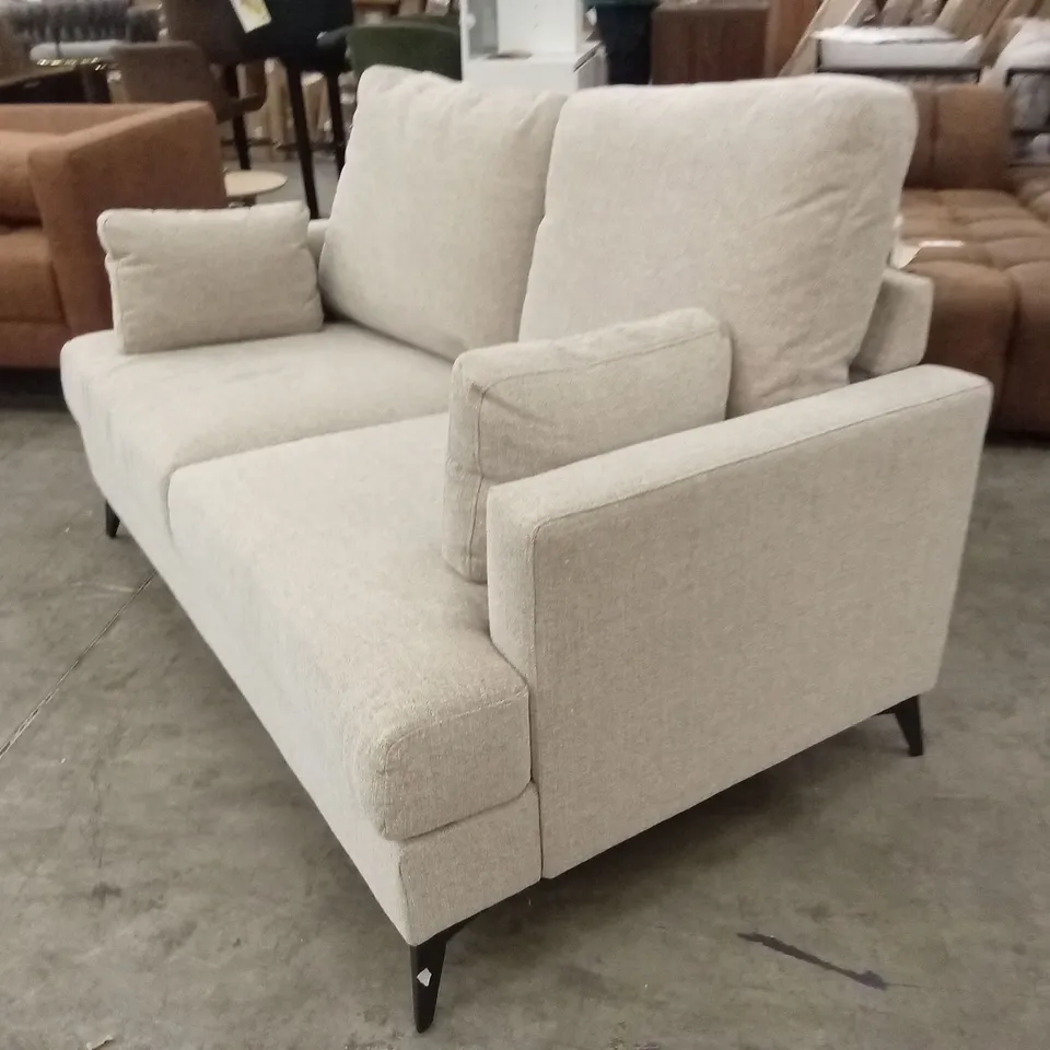 DESIGNER 2 SEATER CHENILLE FABRIC SOFA - BEIGE