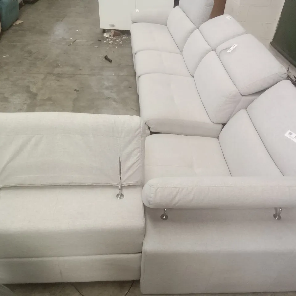 QUALITY ITALIAN DESIGNER MARTINE 2 ELECTRIC RECLINER CORNER SOFA (5 PIECES) - LIGHT GREY FABRIC 
