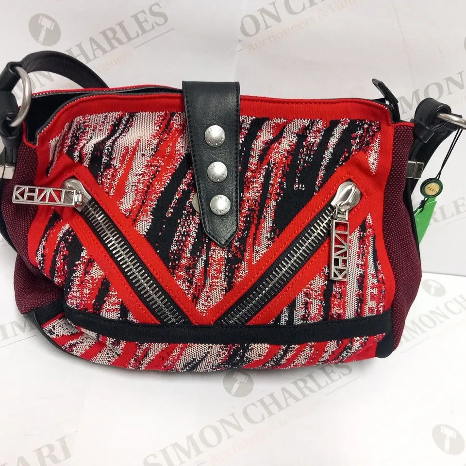KENZO PARIS NYLON AND CALFSKIN BAG