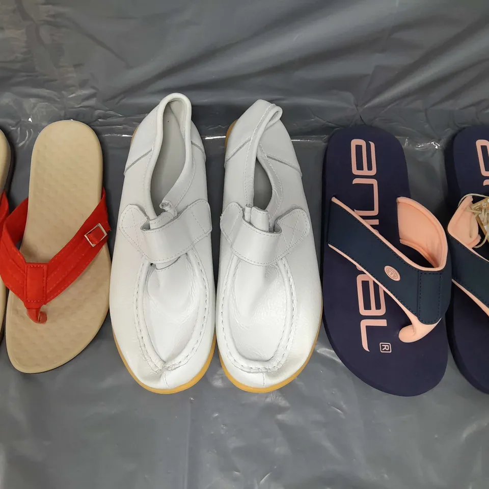 BOX OF APPROXIMATELY 10 ASSORTED PAIRS OF SHOES AND FOOTWEAR ITEMS IN VARIOUS COLOURS, STYLES, AND SIZES - COLLECTION ONLY