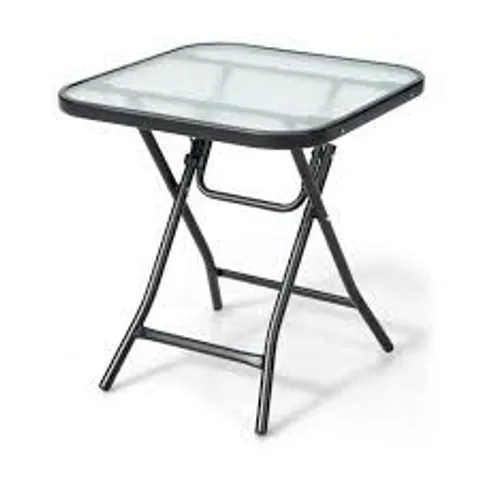 BOXED COSTWAY BLACK GLASS SQUARE BISTRO SIDE TABLE