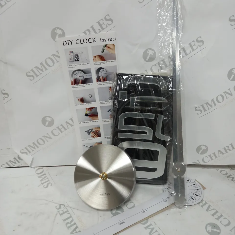 BOXED WALPUS LUXURY DIY CLOCK, SILVER ACRYLIC NUMBERS