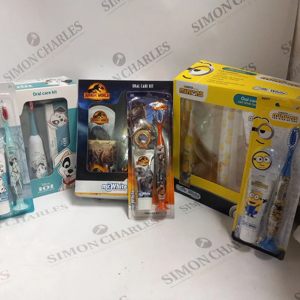 APPROXIMATELY SIX ASSORTED ORAL CARE KITS TO INCLUDE; DISNEY CLASSICS 101 DALMATIONS, JURASSIC WORLD AND MINIONS