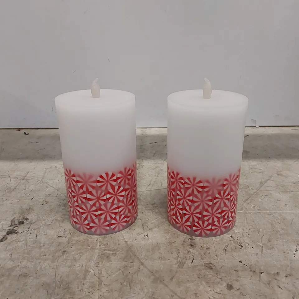 BOXED HOME REFLECTIONS SET OF 2 CANDY CANE LED CANDLES (1 BOX)