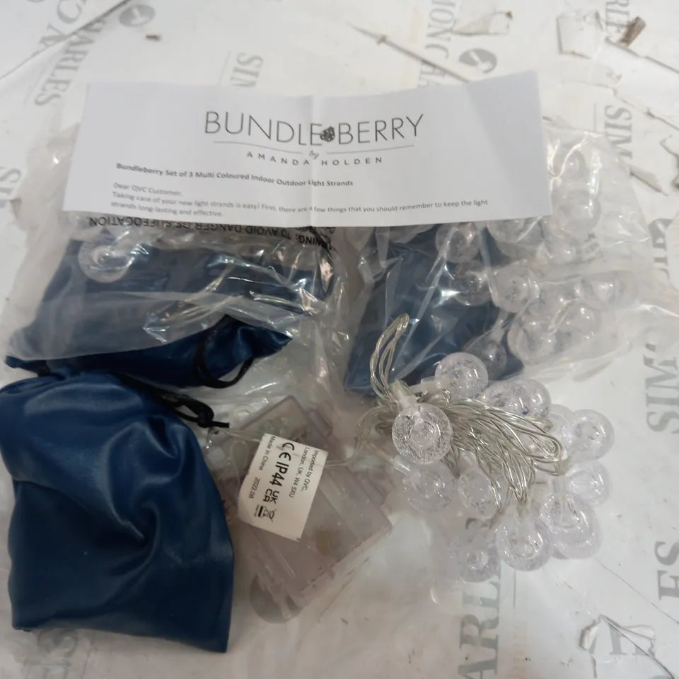 BUNDLEBERRY SET OF 3 MULTI COLORED INDOOR/OUTDOOR LIGHT STRANDS