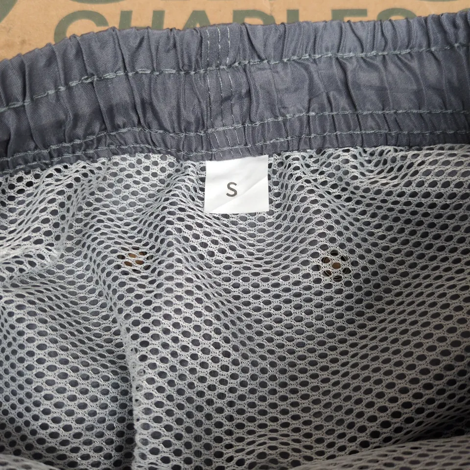 VANS GREY SWIM SHORTS WITH NEON ORANGE DRAWSTRINGS, SIZE S