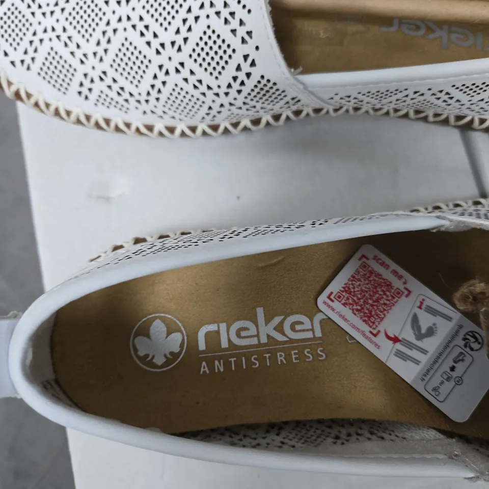 RIEKER ANTISTRESS WHITE PERFORATED SLIP-ON SHOES – UK 5 (EU 38)