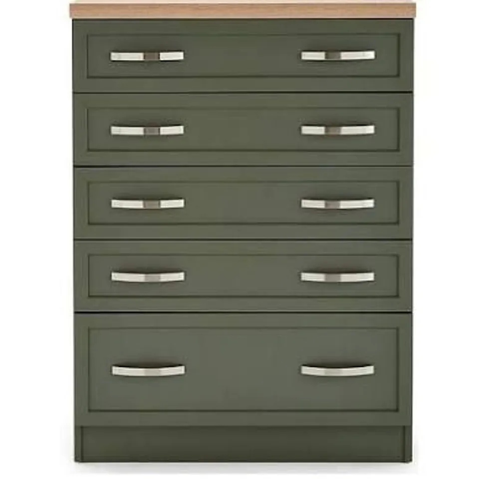 BOXED CAMBERLEY 5 GRADUATED DRAWER CHEST - GREEN 