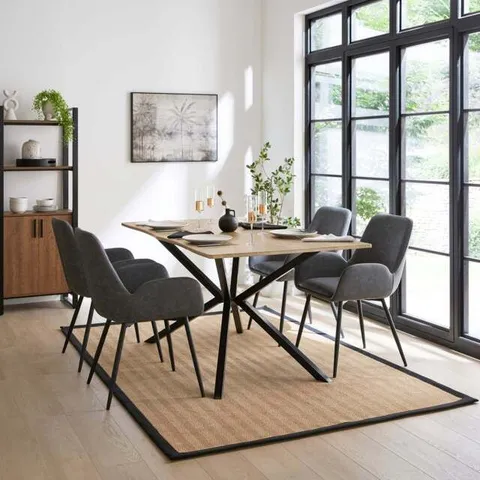 BOXED ZANE 6 SEATER DINING TABLE 160cm, RUSTIC WOOD EFFECT (1 BOX)