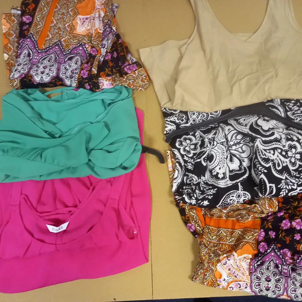 BOX OF APPROX 6 ASSORTED ITEMS OF EVANS CLOTHING IN VARIOUS SIZES AND STYLES