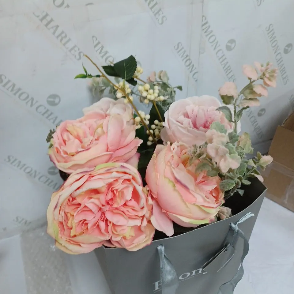 BOXED FAUX FLOWER ARRANGEMENT WITH VASE AND FRESH FLOWER ROOM SCENT