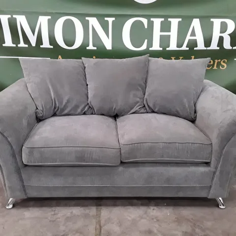 DESIGNER 2 SEATER SOFA - GREY FABRIC