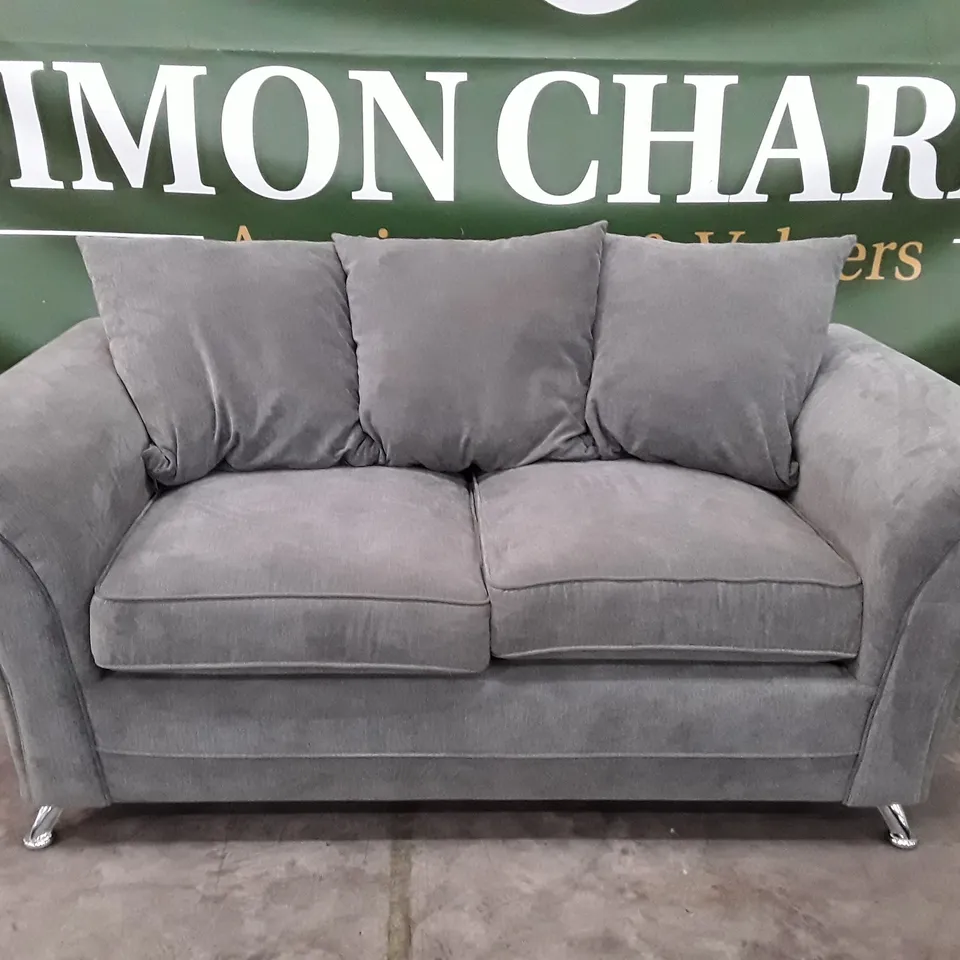 DESIGNER 2 SEATER SOFA - GREY FABRIC