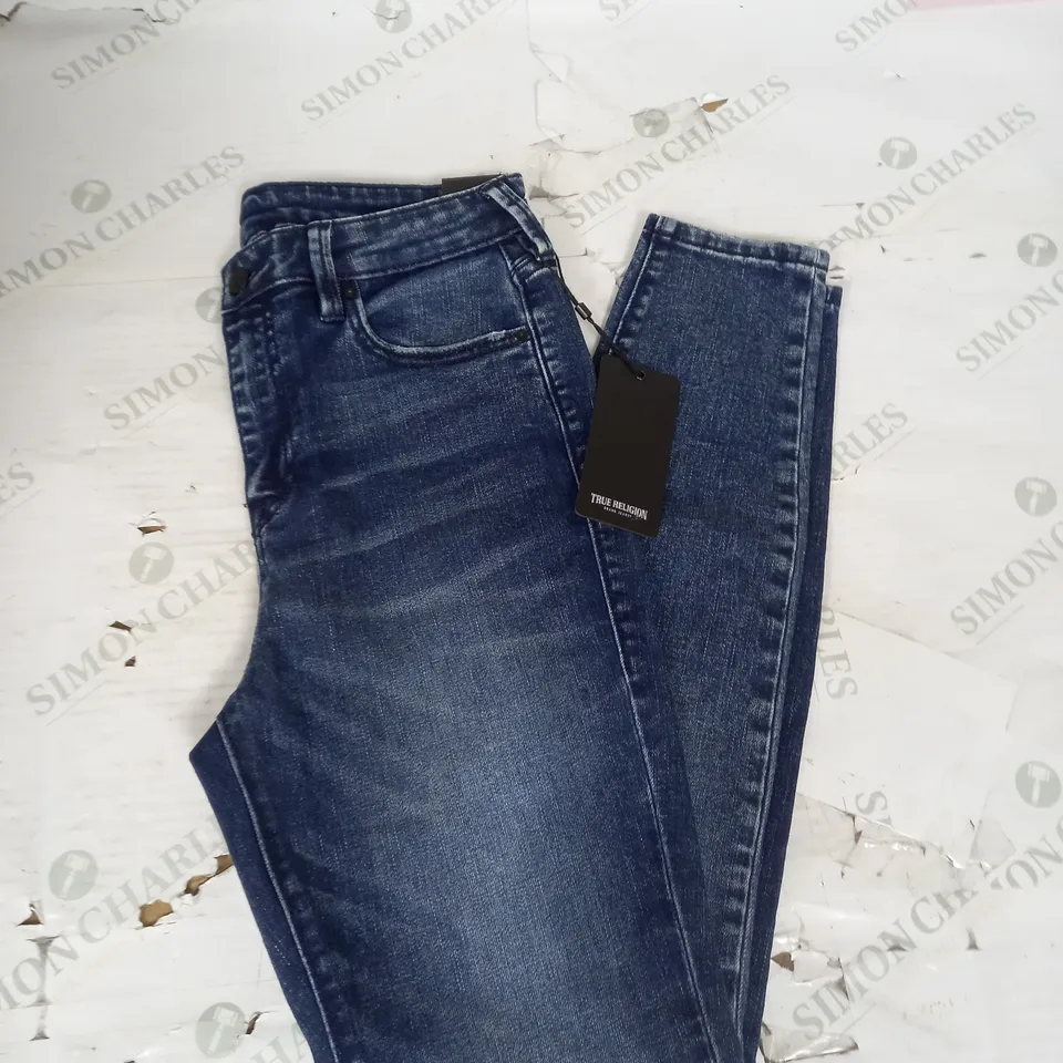TRUE RELIGION HALLE HIGH RISE JEANS IN MEDIUM BLUE SIZE 29W