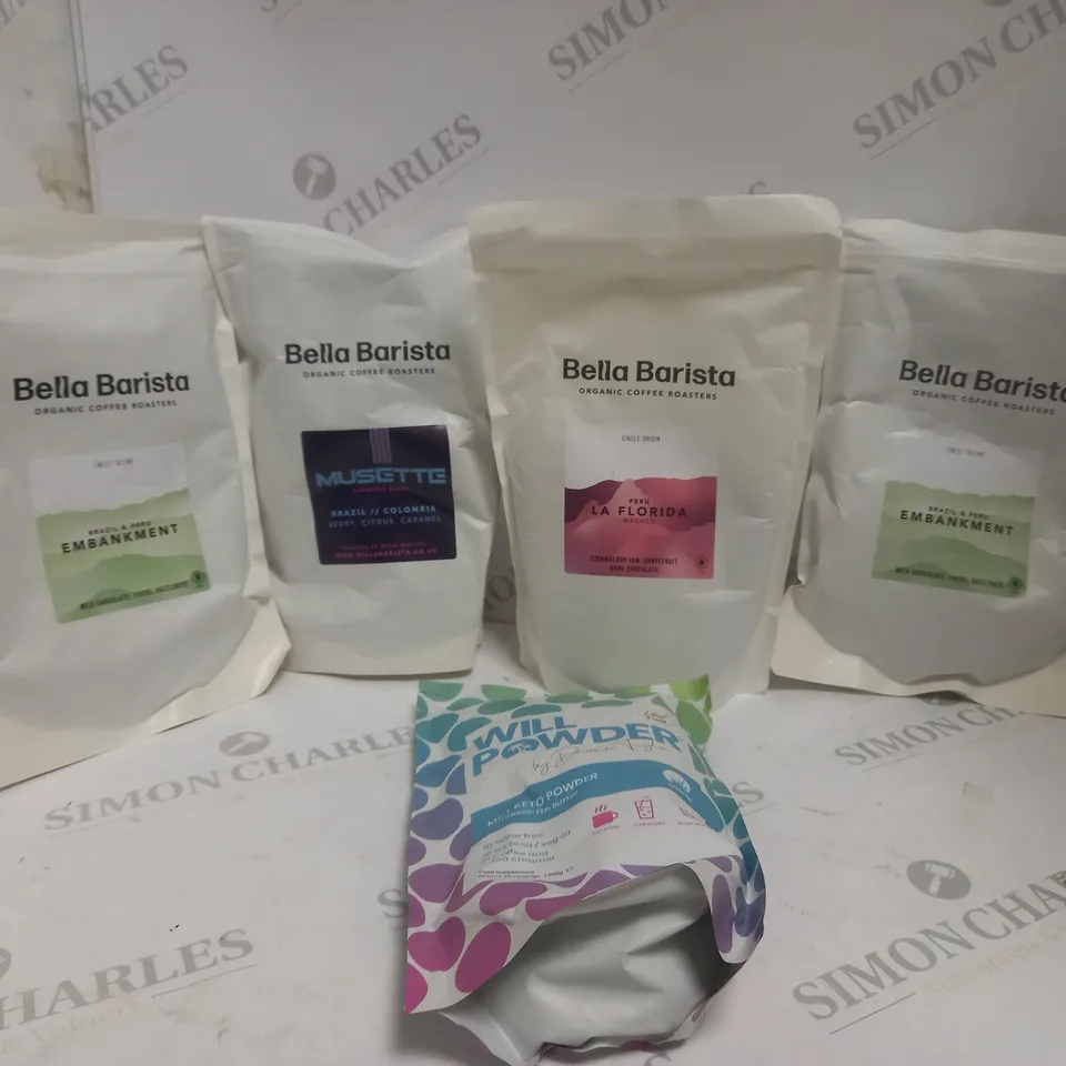 BOX OF APPROX 6 ASSORTED FOOD ITEMS TO INCLUDE - BELLA BARISTA EMBANKMENT - BELLA BARISTA MUSETTE - BELLA BARISTA LA FLORIDA ECT