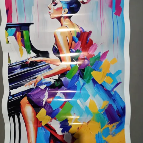 ABSTRACT ART PRINT OF A WOMAN PLAYING PIANO