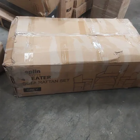 BOXED KEPLIN 4 SEATER SOFA RATTAN SET -GREY-
