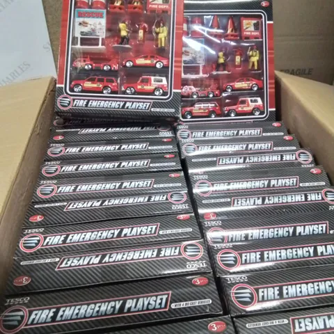 BOX CONTAINING 24 BOXED AND SEALED FIRE EMERGENCY PLAY SETS