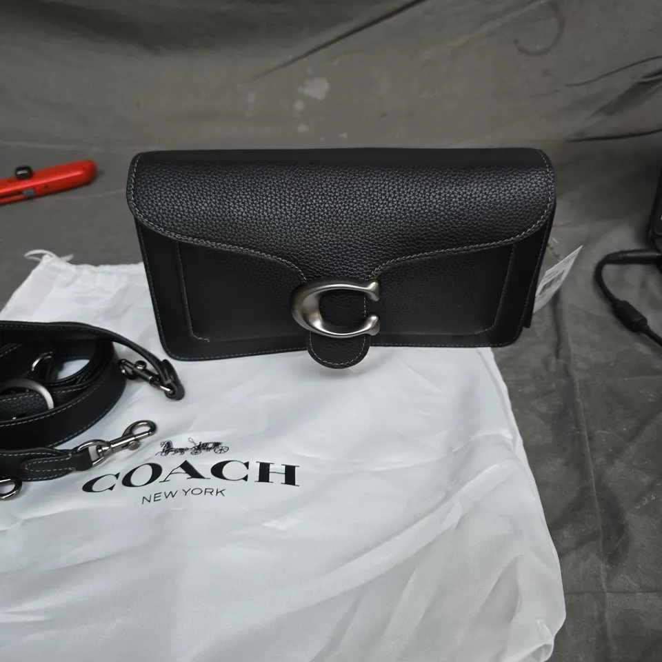 COACH BLACK LEATHER CROSSBODY BAG WITH SILVER HARDWARE