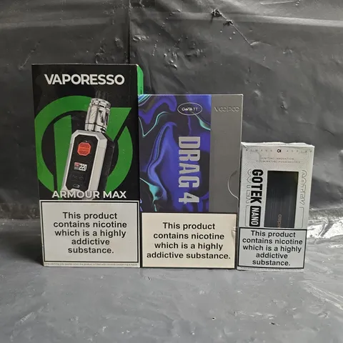 BOX OF APPROXIMATELY 15 ASSORTED E-CIGARETTE AND VAPING PRODUCTS TO INCLUDE VOOPOO, ASPIRE, VAPORESSO, ETC - COLLECTION ONLY