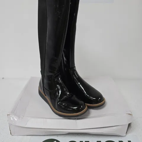 SHOES BY EMMA LISA CRINKLE PATENT KNEE-HIGH BOOTS – BLACK, UK SIZE 6