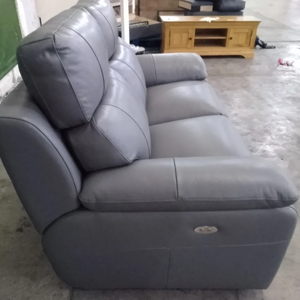 QUALITY ITALIAN DESIGNER PATRIZIO 2 SEATER ELETRIC RECLINER SOFA - GREY ANTHRACITE LEATHER