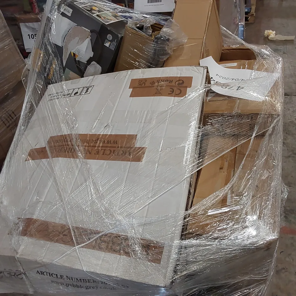 PALLET OF APPROXIMATELY 23 UNPROCESSED RAW RETURN HOUSEHOLD AND ELECTRICAL GOODS TO INCLUDE;