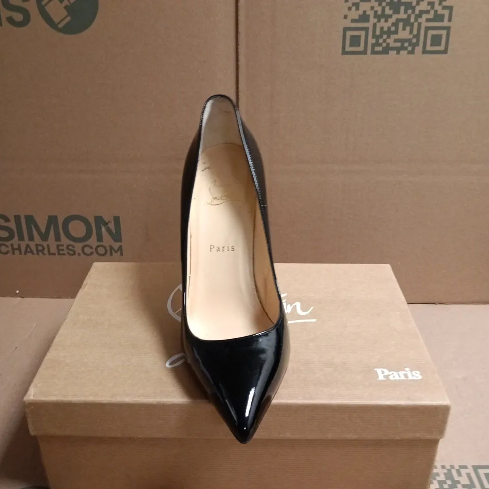 CHRISTIAN LOUBOUTIN PIGALLE 100 PATENT CALF BLACK HIGH HEELS, UK 6.5 (EU 39.5)