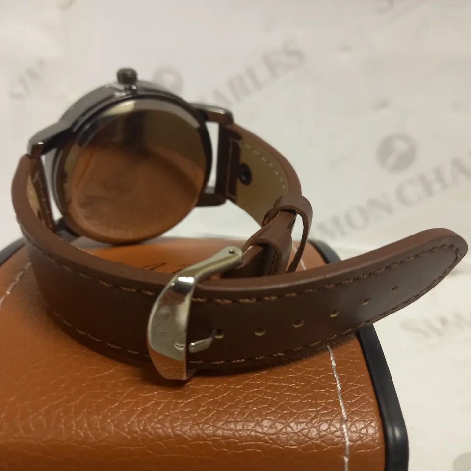 LA BANUS COFFEE COLOUR LEATHER STRAP WRISTWATCH  RRP £500