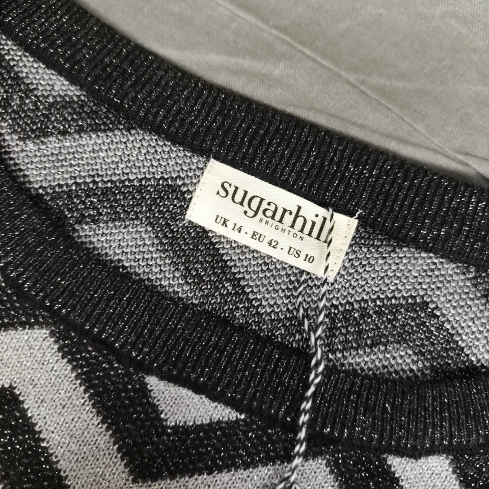 SUGARHILL ROWENA JUMPER IN BLACK/SILVER - UK 14