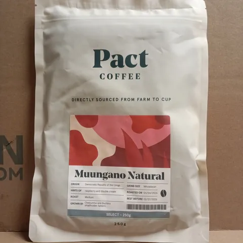 PACT COFFEE - WHOLEBEAN MEDIUM ROAST MUUNGANO NATURAL COFFEE (250G)