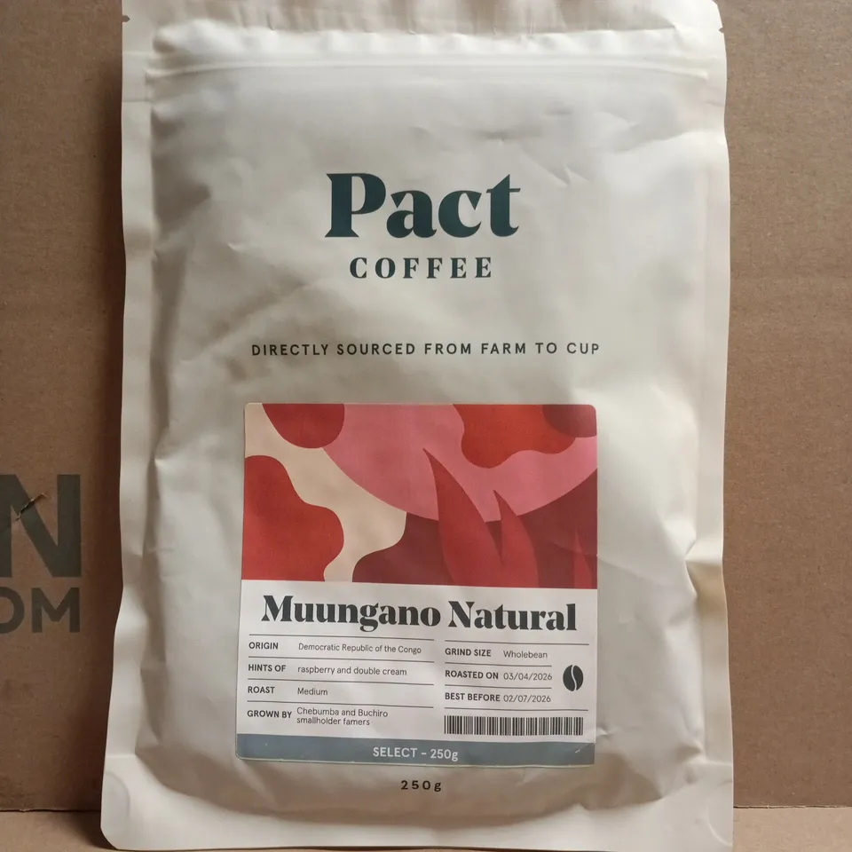 PACT COFFEE - WHOLEBEAN MEDIUM ROAST MUUNGANO NATURAL COFFEE (250G)