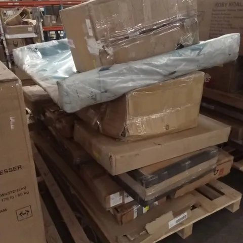 PALLET OF ASSORTED INCOMPLETE DESIGNER FURNITURE PARTS AND PIECES 