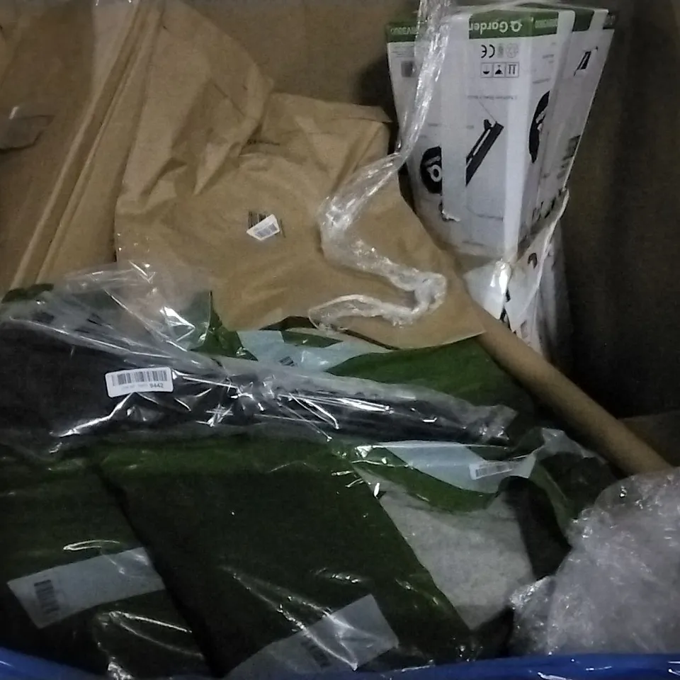 PALLET OF ASSORTED ITEMS INCLUDING TICWELL GARMENT STEAMER, VOKUL KICK SCOOTER, RHODES PRIVACY WINDOW FILM, GIOVARA PVC TREADMILL MAT, GIRAFFE TOOLS