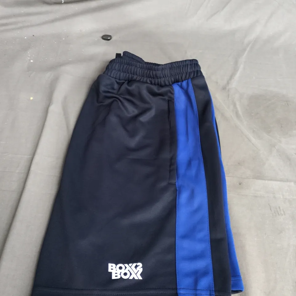 BARNSTON AFC FOOTBALL SHORTS – NAVY WITH BLUE SIDE STRIPE, SIZE M